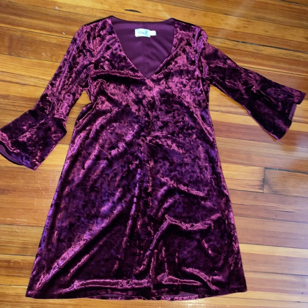 Maroon velvet quarter sleeved dress